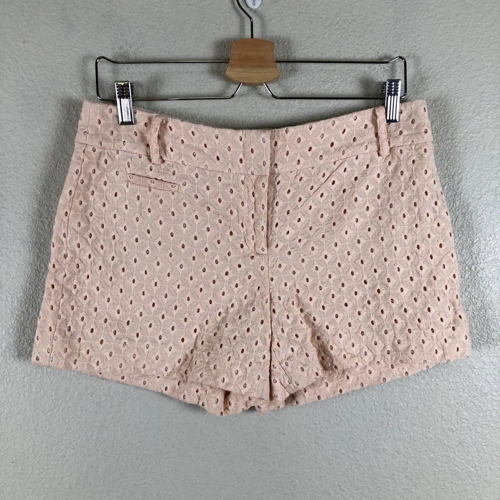 Ann Taylor Eyelet Chino Shorts Women 4 Light Pink Cotton Cottagecore Romantic